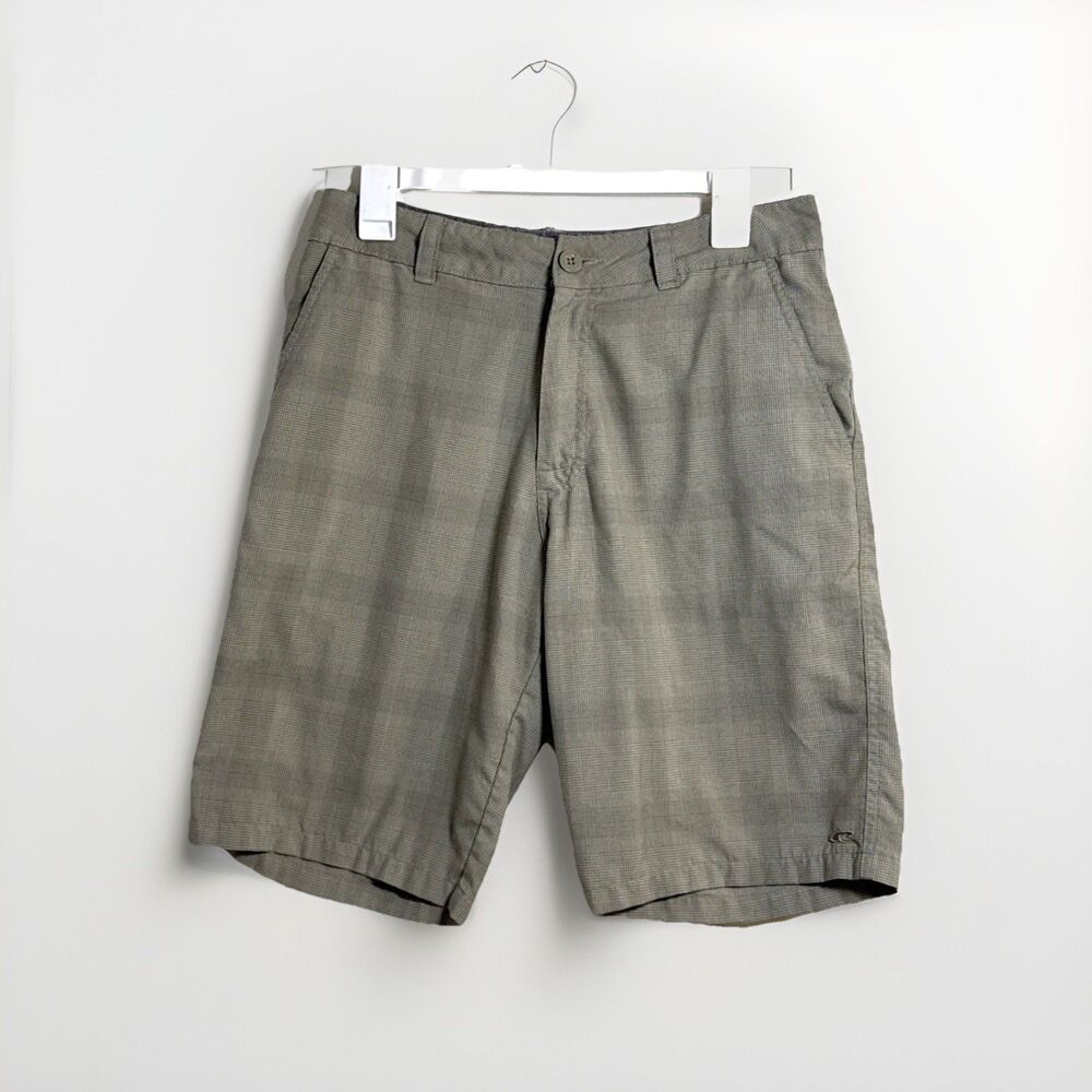 O'neill Men's Plaid Shorts Size 30 Chinos Casual Flat Front Tan